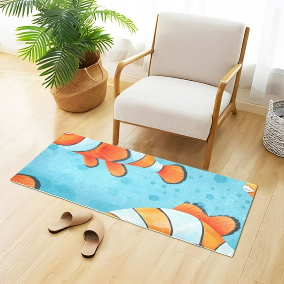 Clownfish Fish Bathroom Rug Non Slip Bathroom Mats Entry Door Soft Carpets for Kitchen Bedroom Living Room 39x20 inch