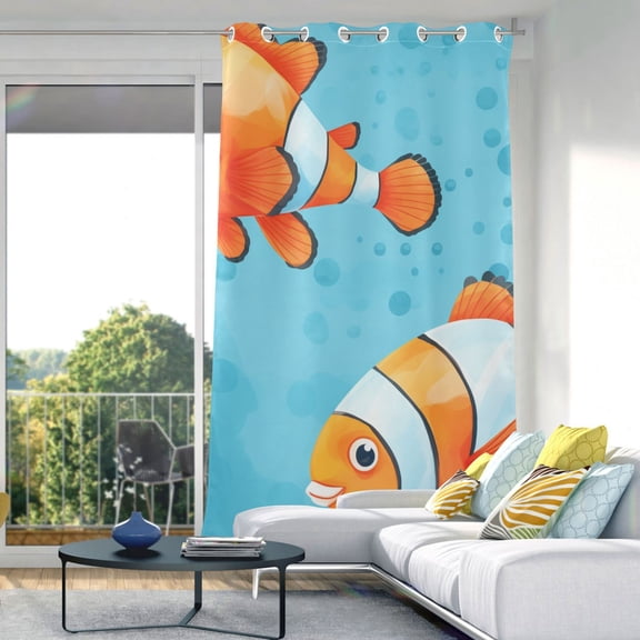 Clownfish Fish Blackout Curtain Panels Drapes Privacy Assured with Light Filtering Curtains for Living room Bedroom Bathroom Window
