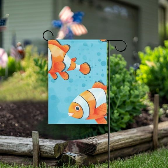 Clownfish Fish Garden Flag Double Sided Outdoor Banners for Courtyard Outdoor Lawn Farmhouse Holiday Decorations