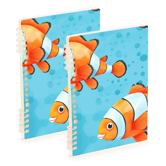 Clownfish Fish Ring Binder Notebook Journey Note Diary College Ruled Spiral Notebook Study Loose Leaf Paper A5 60 Pages