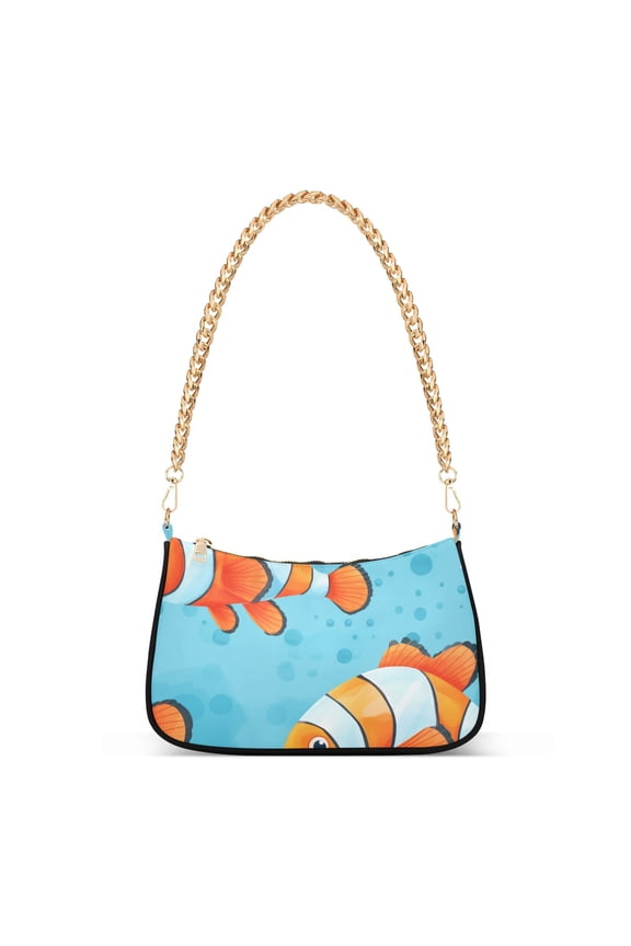 Clownfish FishWomen Small Shoulder Bag Crossbody Tote Hobo Bags Purse Clutch Handbags with Chain Strap for Women