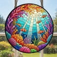 thumbnail image 1 of Clownfish Glass Suncatcher, Coral Reef and Ocean Nature Decor, Tropical Sea Life Window Hanging, Nature Lover, 3.5 in, 1 of 3