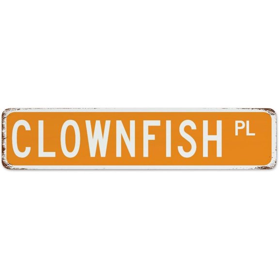 Clownfish Metal Signs Outdoor Decorative Porch Signs Animal Custom Street Man Cave Decor Tin Signs for Business Dining Room Home 4"x16"