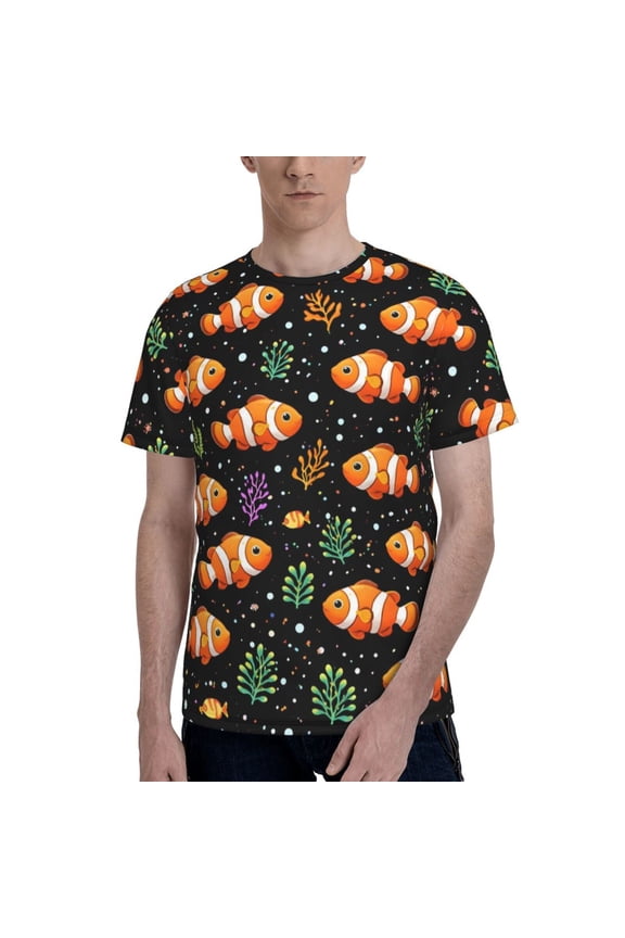 Clownfish Ocean Colorful Marine T-Shirt Crew Neck Short Sleeve Full-Print for Men