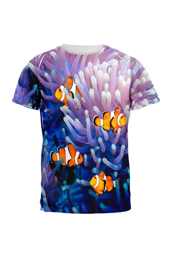 Clownfish Sea Anemone All Over Adult T-Shirt - Small