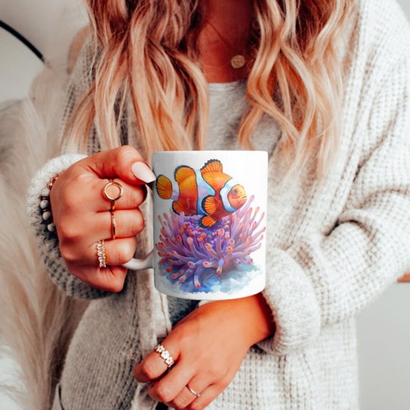 Clownfish Watercolor Mug Fish Lover Gift.