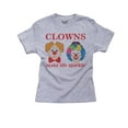 thumbnail image 1 of Clowns Make Life Sparkle - Two Happy Circus Clowns Girl's Cotton Youth Grey T-Shirt, 1 of 2