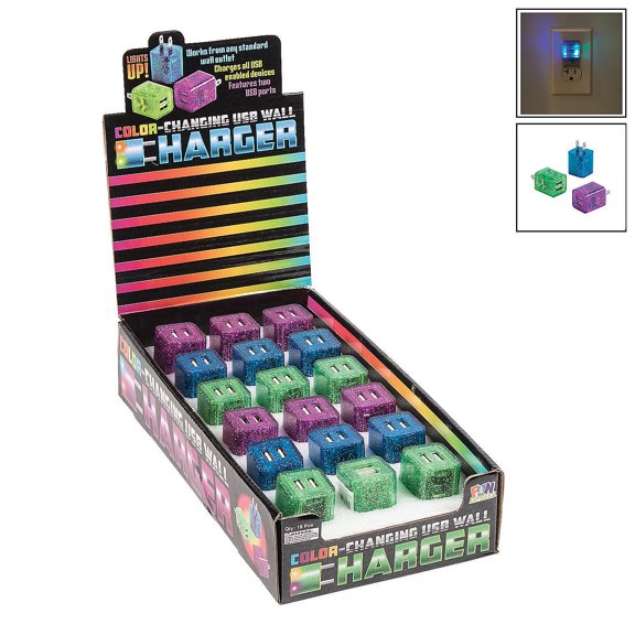 Clr Chng Usb Wall Plug Pc/Brcd,18Pc/Db - Home Decor - 18 Pieces