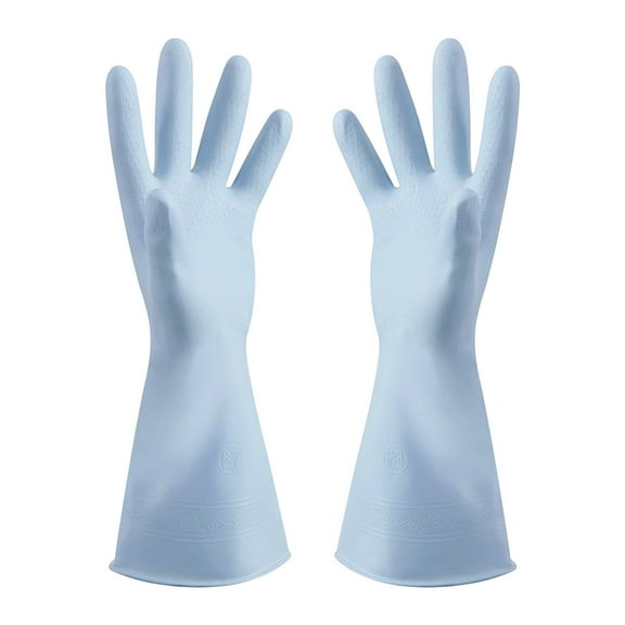 Clreance Reusable Rubber Dishwashing Cleaning Gloves for Kitchen Bathroom, Non-Slip Grippy Long Dish Washing Gloves with Flocked Cotton Liner, Flexible Durable & Waterproof