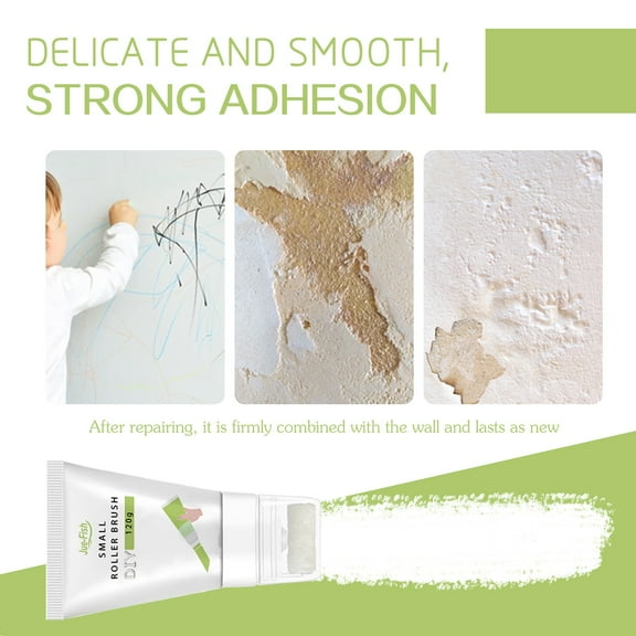 Clreance Small Roller Spackle Wall Repair Brush, 2-in-1 Small Rolling Brush Wall Paint Repair Tool, Quick Drying and Waterproof Wall Roller Paint Repair Paste for Living Room, Bedroom, Bathroom