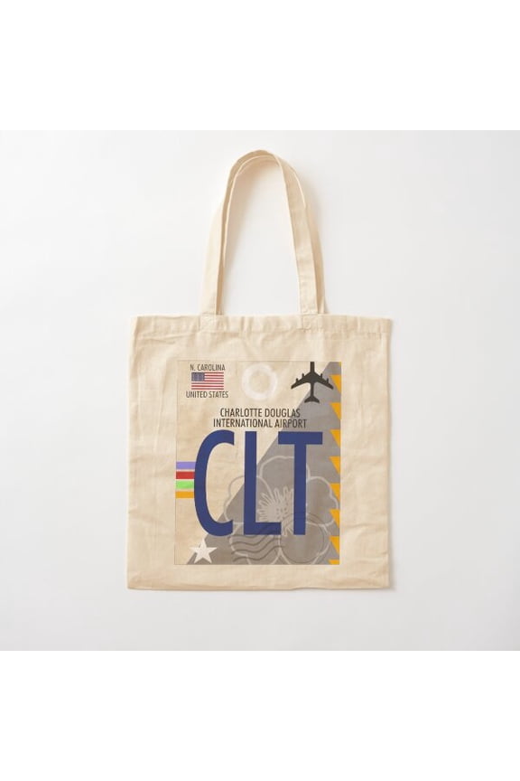 Clt Charlotte Douglas International Airport North Carolina Luggage Tag Baggage Tag Airport Code United States Usa Cotton Tote Bag Canvas Tote Bag, Family Gift For Mother, Her