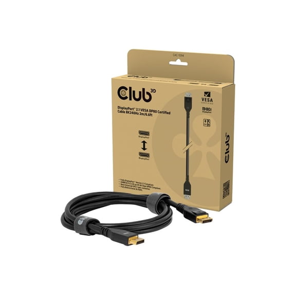 CLUB 3D B.V CAC-1094 Dp80 Vesa 2m 656ft Cable M-m Cabl Dp80 Certified Cable 2m/656ft