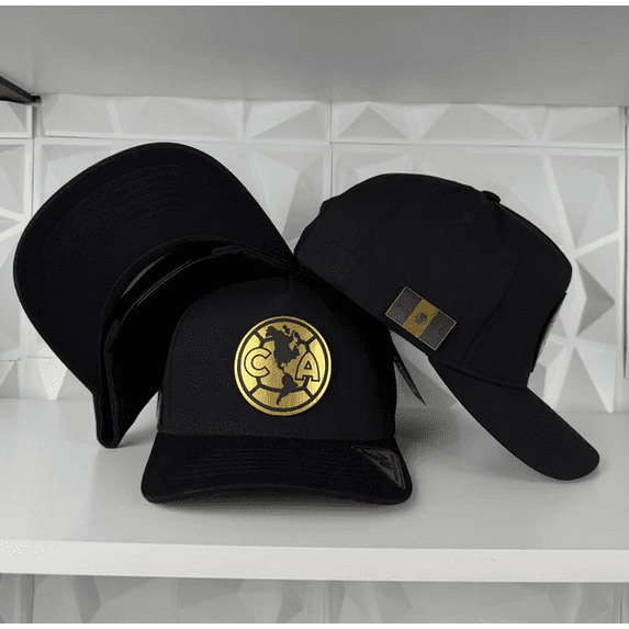 Club America Black & Gold Trucker Hat, Stylish Mexican Soccer Team Snapback Cap, Authentic Fan Headwear for Men Women, Adjustable Streetwear Accessory, Perfect Gift for Soccer Lovers