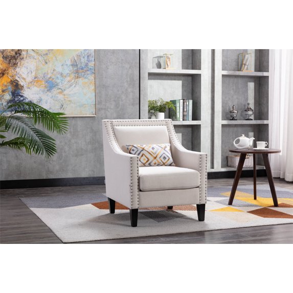 Club Armchair Linen Upholstered Club Chair Upholstered Barrel Chair, Multiple Colors