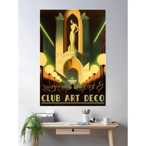 Club Art Deco - Vintage Poster Of A Nightclub In The 1920S/30S Poster Wall Art, Modern Wall Decor For Living Room Bedroom, 12x18 UNFRAMED