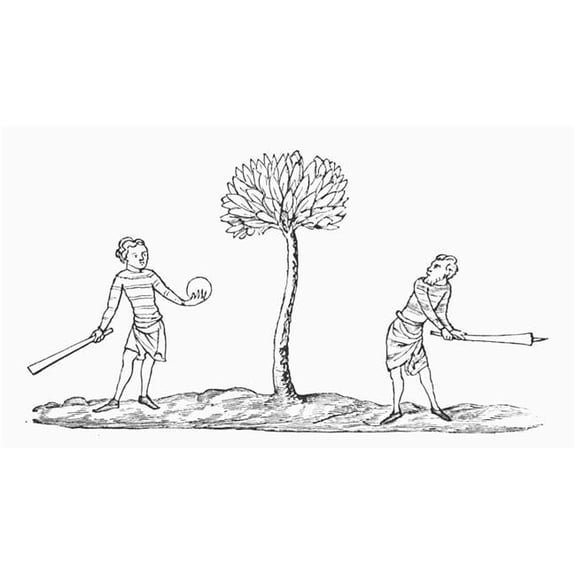 Club-Ball In The Early Fourteenth Century From The Book Short History of The English People by J.R. Green Published London 1893 Poster Print - 38 x 22 - Large