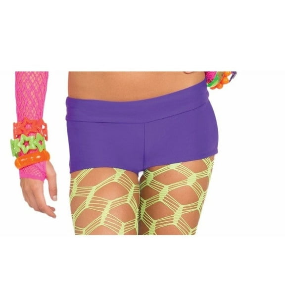 Club Candy Solid Neon Costume Booty Shorts Adult: Purple