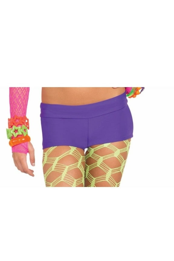 Club Candy Solid Neon Costume Booty Shorts Adult: Purple