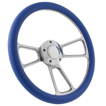 Club Car Precedent & XRT Steering Wheel Kit 14" Polished Muscle Steering Wheel Sky Blue Half Wrap