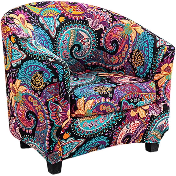 Club Chair Slipcover 2 Piece Stretch Barrel Chair Covers Printed Tub Chair Slipcovers Soft Accent Armchair Sofa Protector for Living RoomFlowers 10