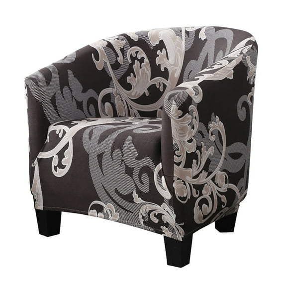 Club Chair Slipcover, Stretch Armchair Covers 1-Piece Geometric Print Tub Chair Covers Sofa Cover Jacquard Spandex Couch Covers for Bar Counter Living Room