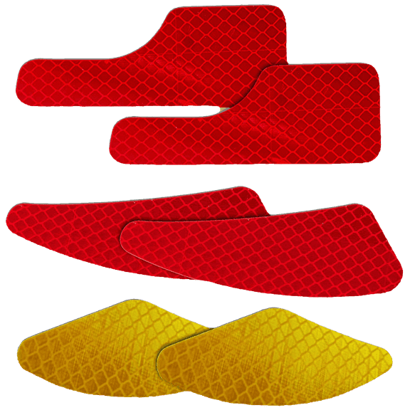 6 Piece Reflector Kit, Pressure Sensitive Adhesive, Side/Rear, Street Legal, Red/Amber
