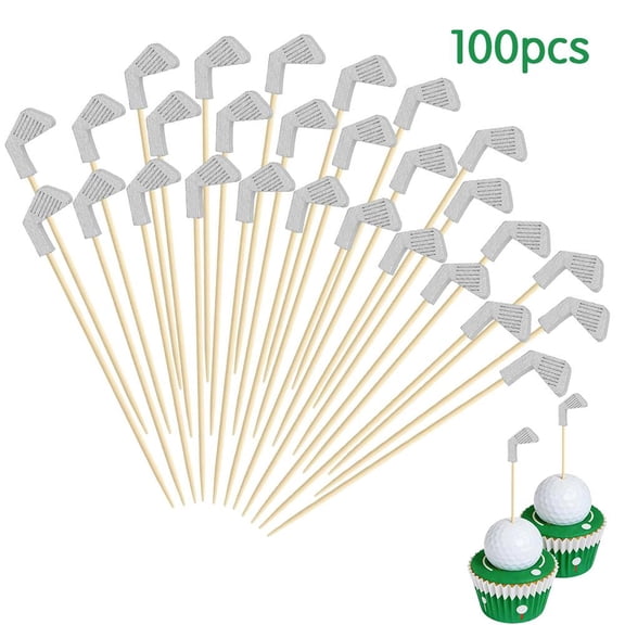 Club Cupcake Toppers 100 Pack Themed Picks with Wooden Skewers, Realistic Club Design, for Birthday Party, Tournament, Sports Themed Dessert Decorations