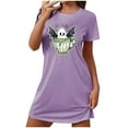 thumbnail image 1 of Club Dresses for Women 2024 Womens Tshirt Nightgown Halloween Crewneck Sleepshirts Comfy Casual Nightshirt for Women S-238 Purple M, 1 of 5