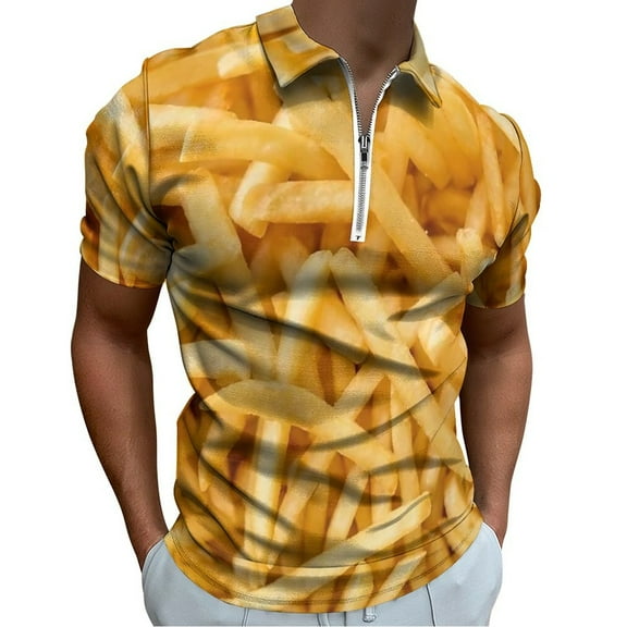 Club Food Holiccc Men Zipper T-shirt Summer Casual Short Sleeve T-shirt Top