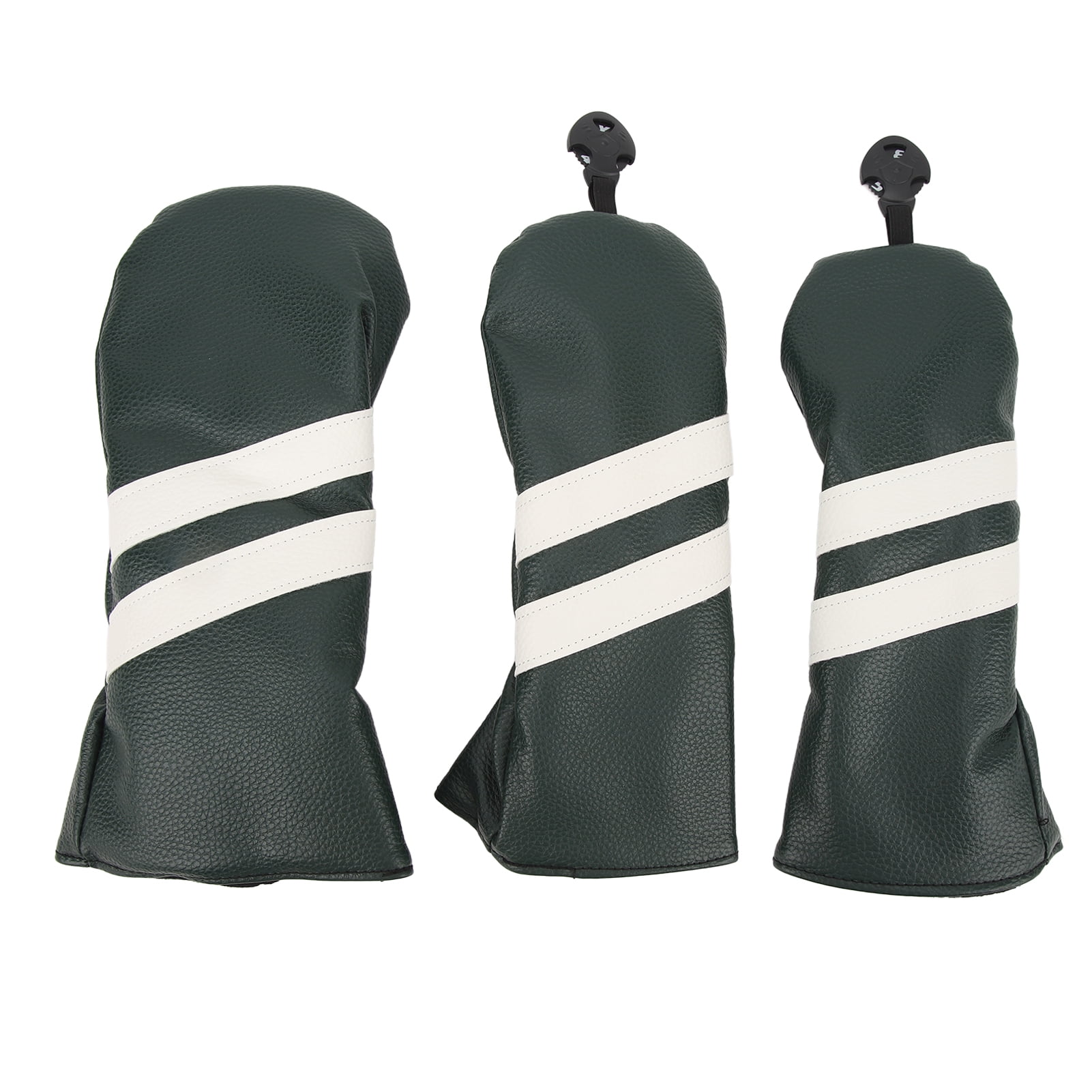 Club Headcover PU Driver Headcover Wood Fairway Hybrid Dustproof Rotatable Label Tag Club Protector for Sports Outdoor Dark Green