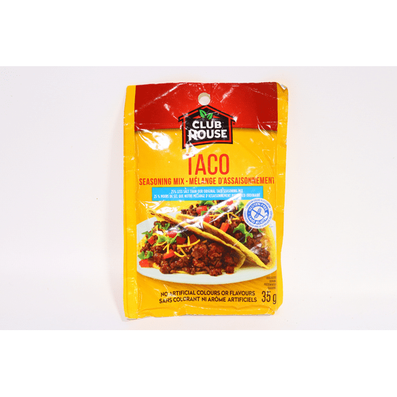 Club House 25% Less Salt, Gluten-Free, Taco Seasoning Mix, 35g/1.2oz., {Imported from Canada}