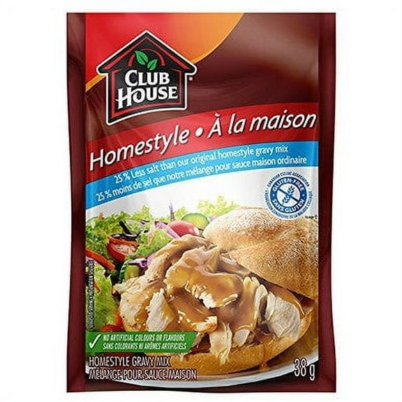 Club House, 25% less Salt, Homestyle Gravy Mix, 38g/1.3oz.