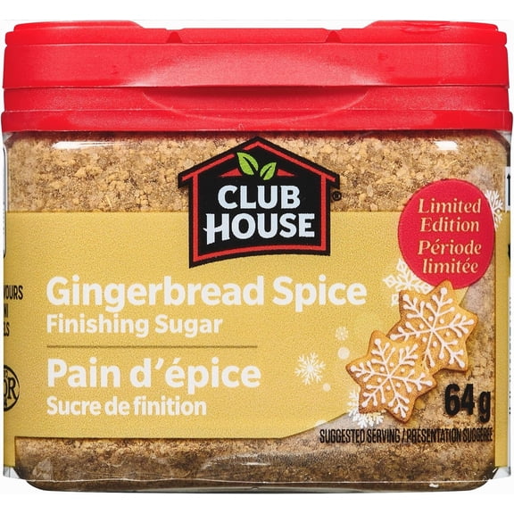 Club House Gingerbread Spice Finishing Sugar, Holiday Baking Topping, 64g (2.2oz)
