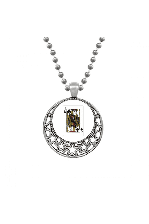 Club J Playing Cards Pattern Necklaces Pendant Retro Moon Stars Jewelry