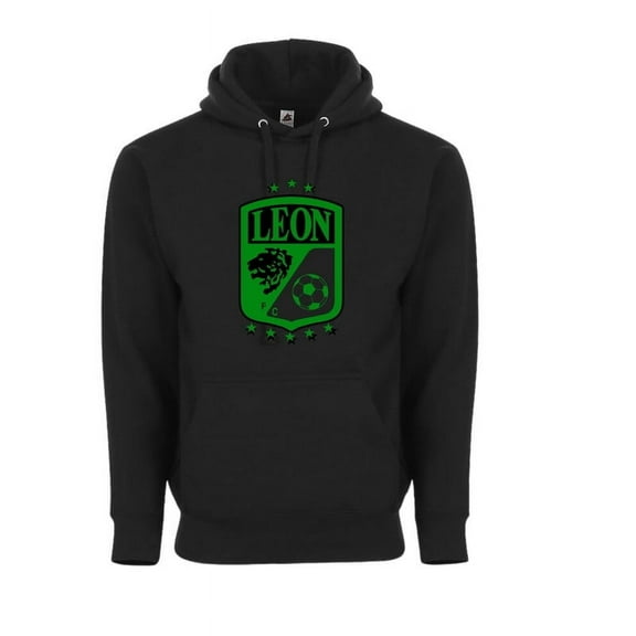 Club Leon Adult Unisex Comfort Pullover Hoodie - Soccer Fan Apparel for Men & Women - Black/Green - 3X-Large