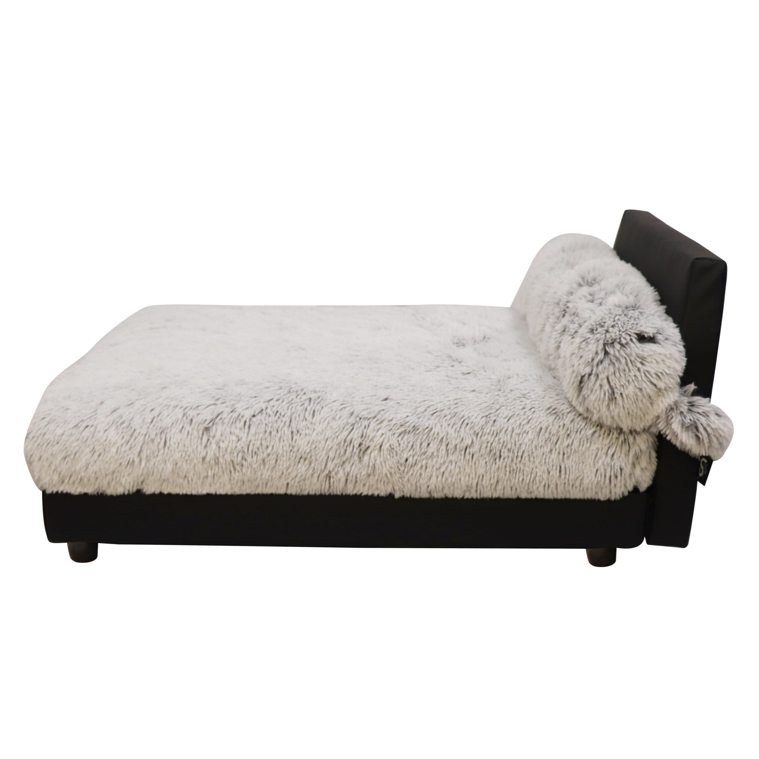 Medium Ivory Faux-Fur Orthopedic Elevated Pet Bed