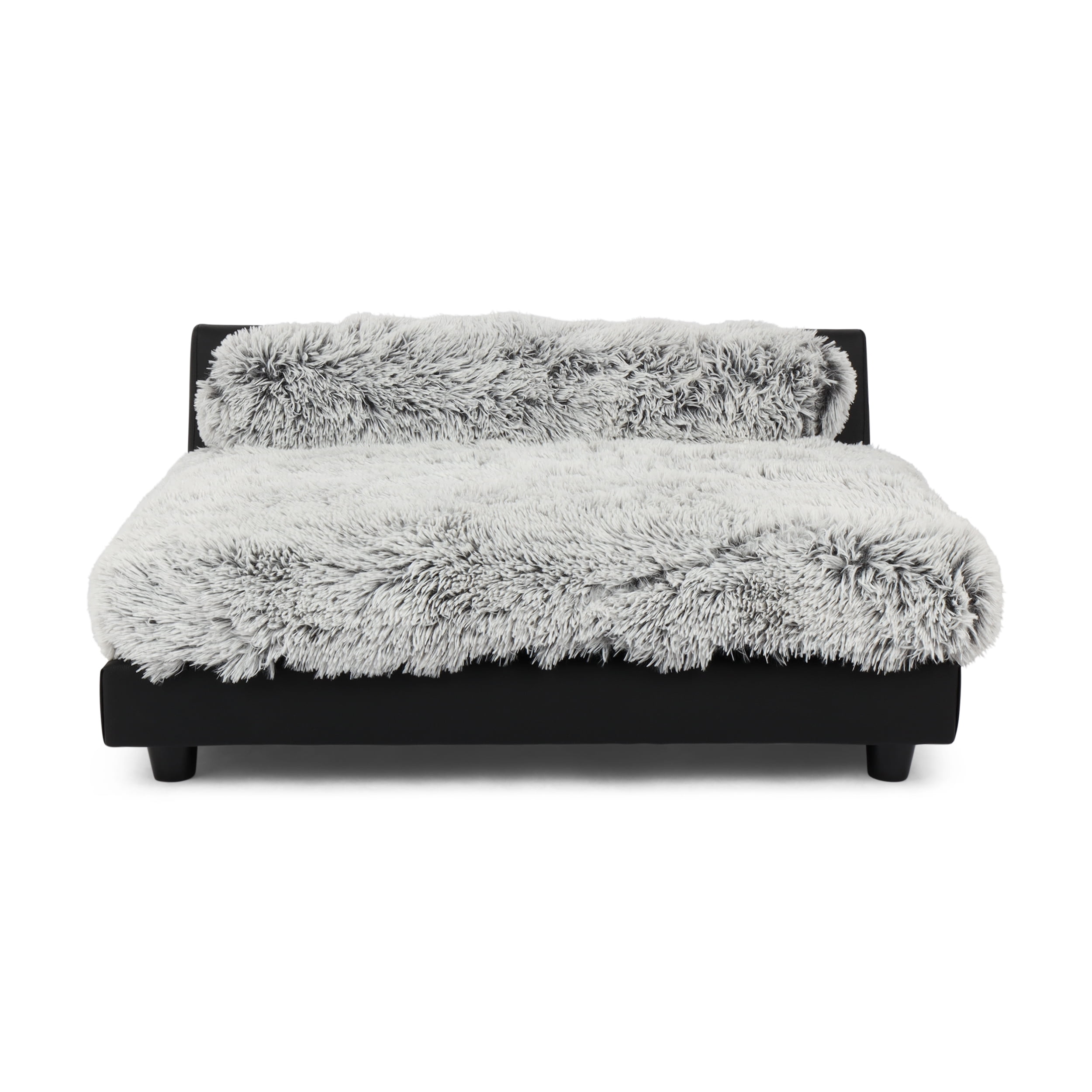 Medium Ivory Faux Leather Elevated Orthopedic Pet Bed
