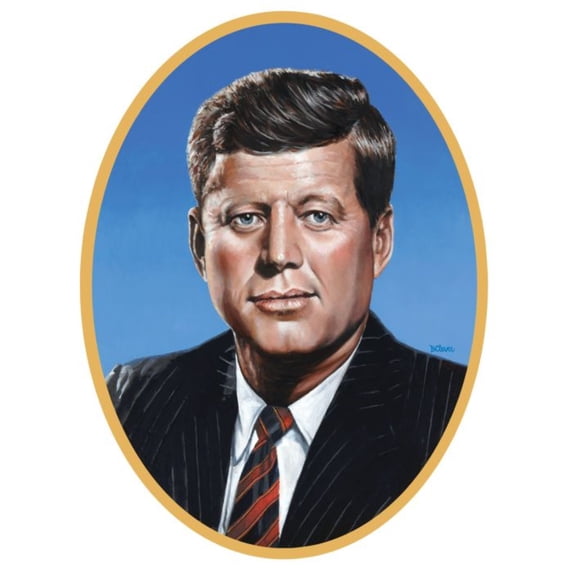 Club Pack of 12 Black and Blue Presidential Portrait of John F Kennedy Double Sided Cutouts Decors 24.75"