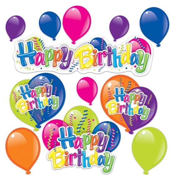 Beistle Happy Birthday Cutout Party Wall Decorations - 24.5" - Multicolor - Pack of 144