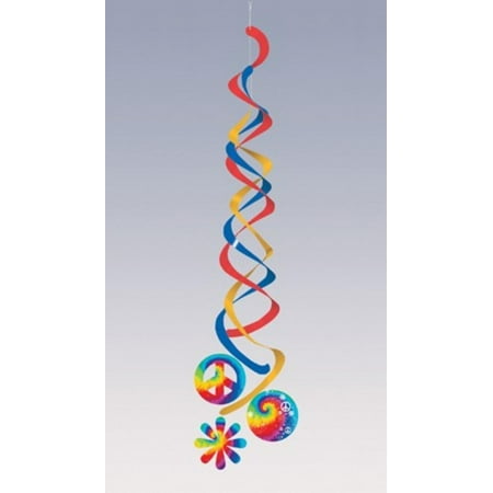 Club Pack of 12 Rainbow Colored Tie Dye Deluxe Dangler Hanging Party Decorations 36"