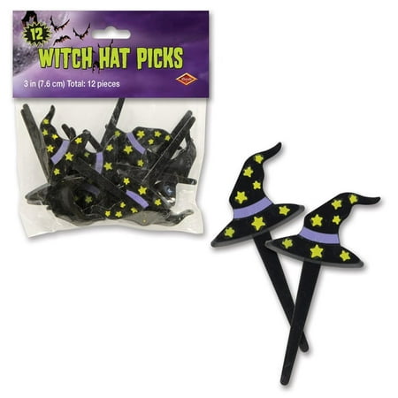 Club Pack of 144 Halloween Themed Wicked Witch Hat Food, Drink or Decoration Party Picks 3"