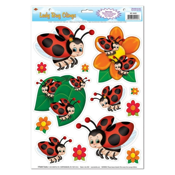 Club Pack of 156 Springtime Lady Bug Window and Glass Cling Decorations 17"