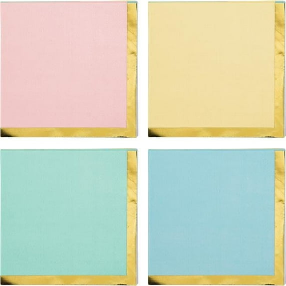 Club Pack of 192 Blue and Green 3 Ply Pastel Celebrations Disposable Napkins 5"