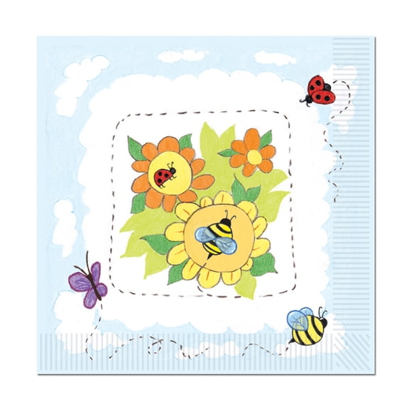 Club Pack of 192 Yellow and Green Garden Square Disposable Luncheon Party Napkins 6.5"