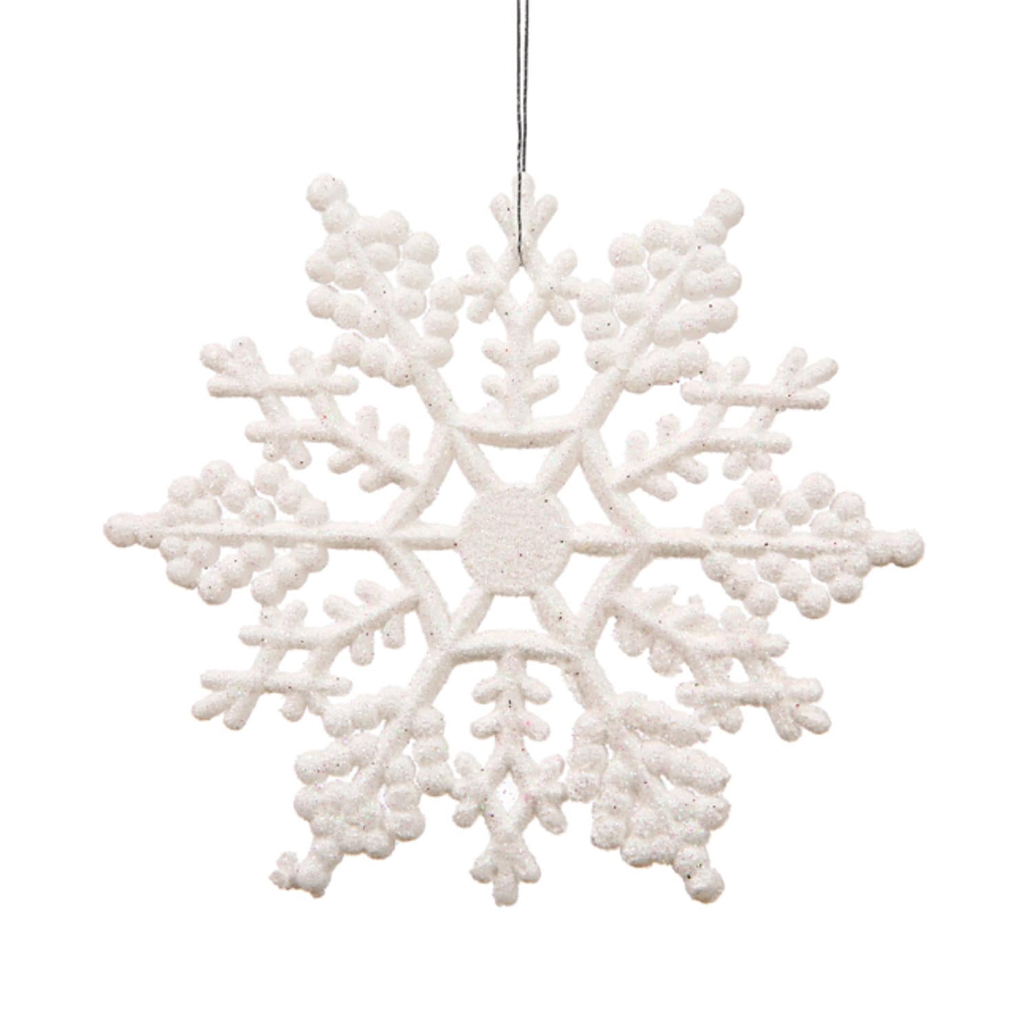 Club Pack of 24 White Glitter Snowflake Christmas Ornaments 4"