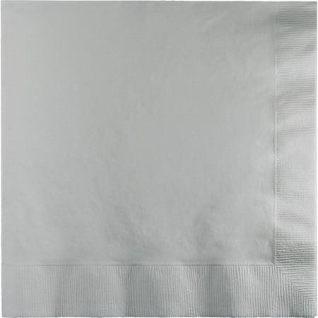 Club Pack of 240 Shimmering Silver Solid Square Luncheon Napkins 6.5"