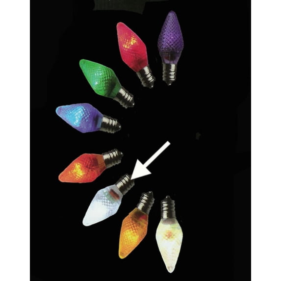 Club Pack of 25 LED C7 Pure White Replacement Christmas Light Bulbs