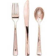 Club Pack of 288 Shiny Metallic Rose Gold Party Plastic Cutlery Assortment