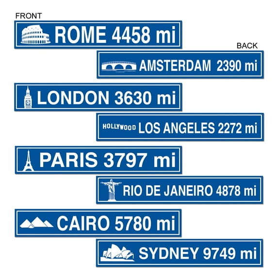 Club Pack of 48 Blue and White Travel Street Sign Cutout Party Decors 24"