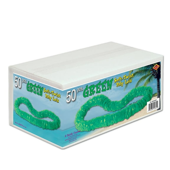 Club Pack of 50 Jungle Green Soft-Twist Boxed Hawaiian Party Lei Necklaces 36"